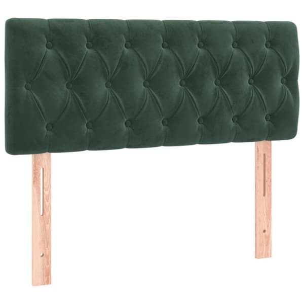 sengegavl med LED-lys 100x7x78/88 cm velour mørkegrøn