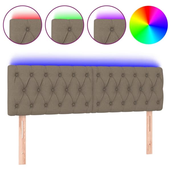 Sängyn pääty LED-valolla, taupe, 160x7x78/88 cm, kangas
