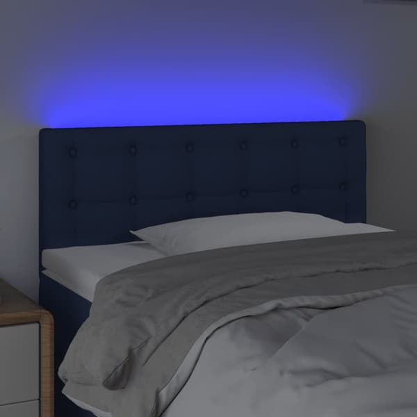 Sängyn pääty LED-valolla, sininen, 90x5x78/88 cm, kangas