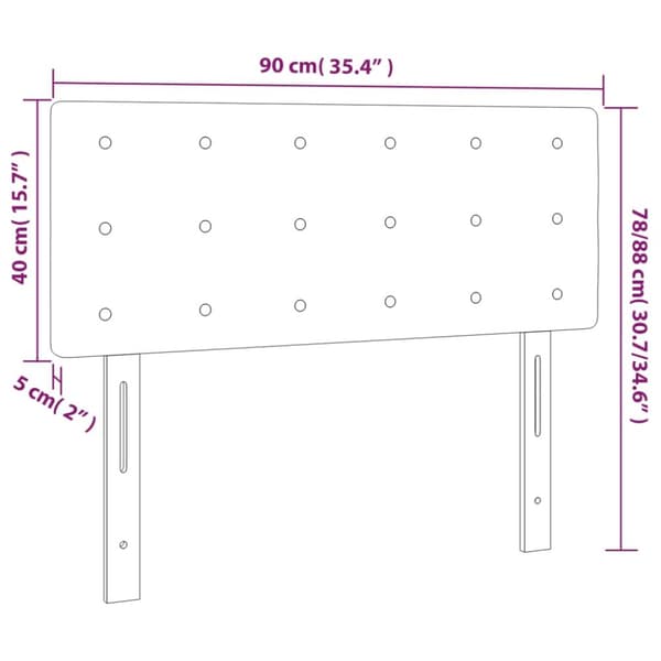 Sängyn pääty LED-valolla, sininen, 90x5x78/88 cm, kangas