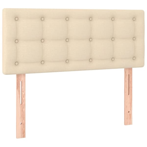sengegavl med LED-lys 100x5x78/88 cm stof cremefarvet