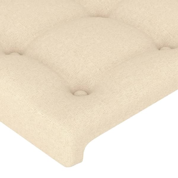 sengegavl med LED-lys 100x5x78/88 cm stof cremefarvet