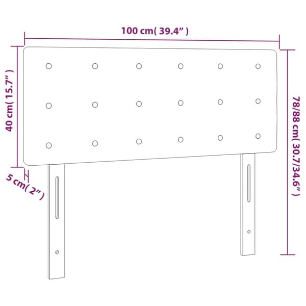 sengegavl med LED-lys 100x5x78/88 cm stof cremefarvet