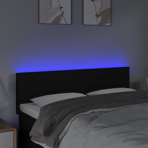 sengegavl med LED-lys 144x5x78/88 cm stof sort