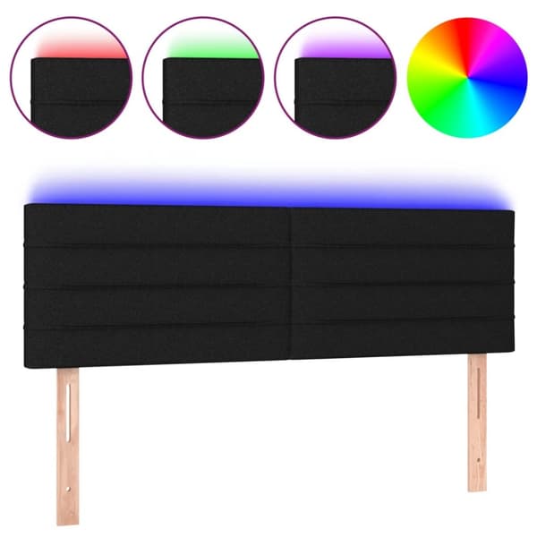 sengegavl med LED-lys 144x5x78/88 cm stof sort