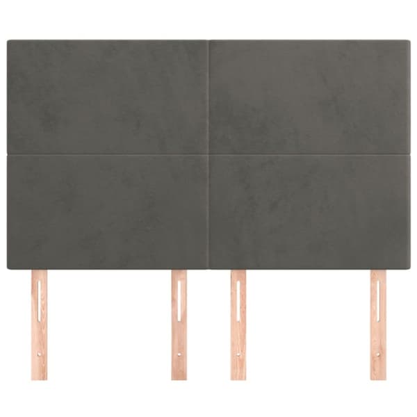 Sängyn päädyt, 4 kpl, tummanharmaa, 72x5x78/88 cm, sametti