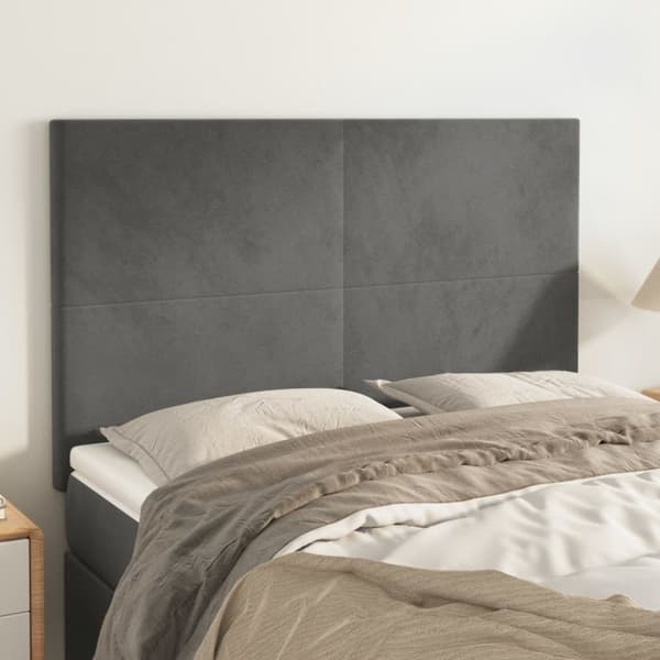 Sängyn päädyt, 4 kpl, tummanharmaa, 72x5x78/88 cm, sametti
