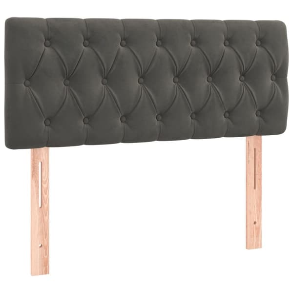 sengegavl med LED-lys 90x7x78/88 cm velour mørkegrå