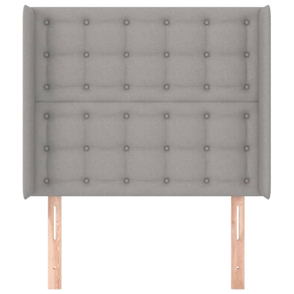 sengegavl med kanter 93x16x118/128 cm stof lysegrå