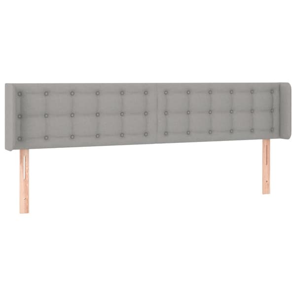 sengegavl med LED-lys 183x16x78/88 cm stof lysegrå