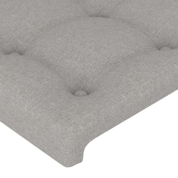 sengegavl med LED-lys 183x16x78/88 cm stof lysegrå