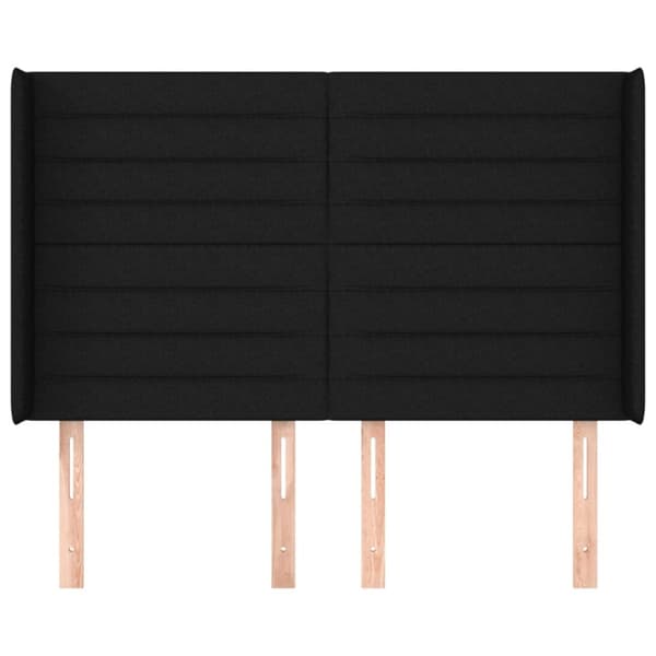 sengegavl med kanter 147x16x118/128 cm stof sort
