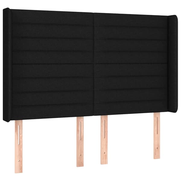 sengegavl med kanter 147x16x118/128 cm stof sort