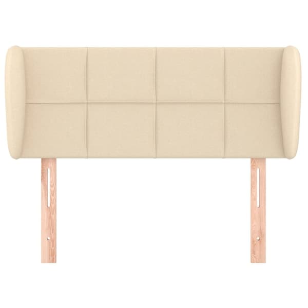 sengegavl med kanter 103x23x78/88 cm stof cremefarvet
