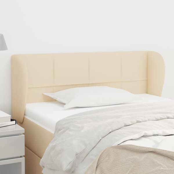 sengegavl med kanter 103x23x78/88 cm stof cremefarvet