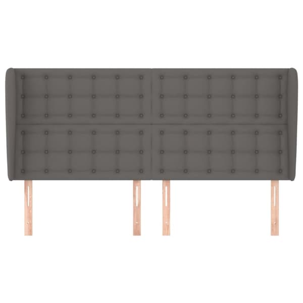 sengegavl med kanter 183x23x118/128 cm kunstlæder grå