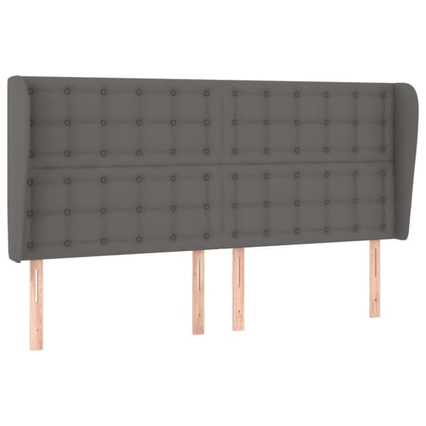 sengegavl med kanter 183x23x118/128 cm kunstlæder grå