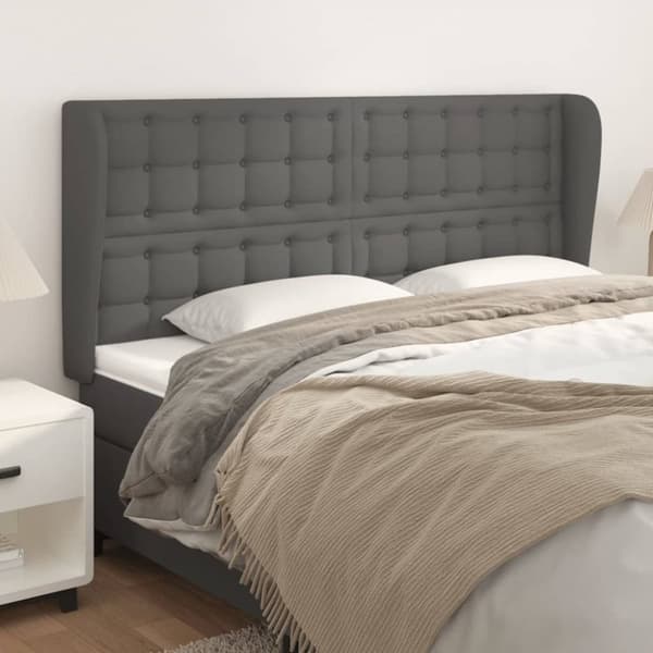 sengegavl med kanter 183x23x118/128 cm kunstlæder grå