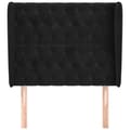 Miniatyrbillede 3 af 9: sengegavl med kanter 93x23x118/128 cm fløjl sort