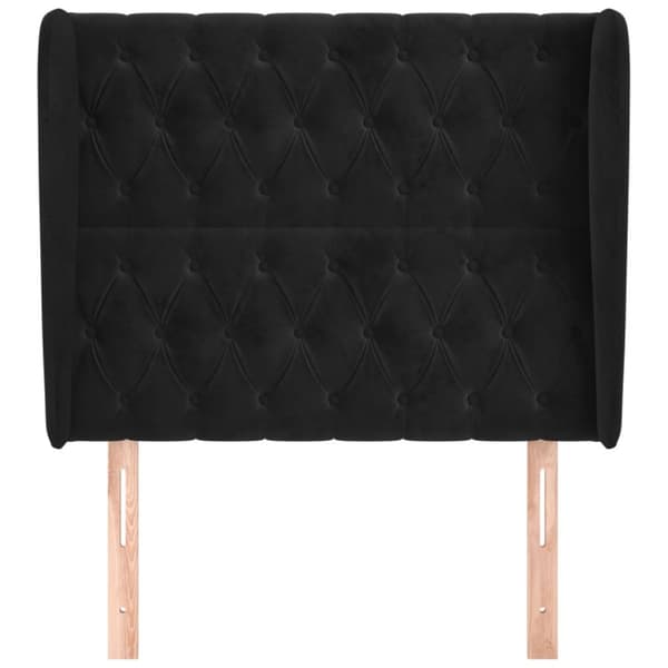 sengegavl med kanter 93x23x118/128 cm fløjl sort