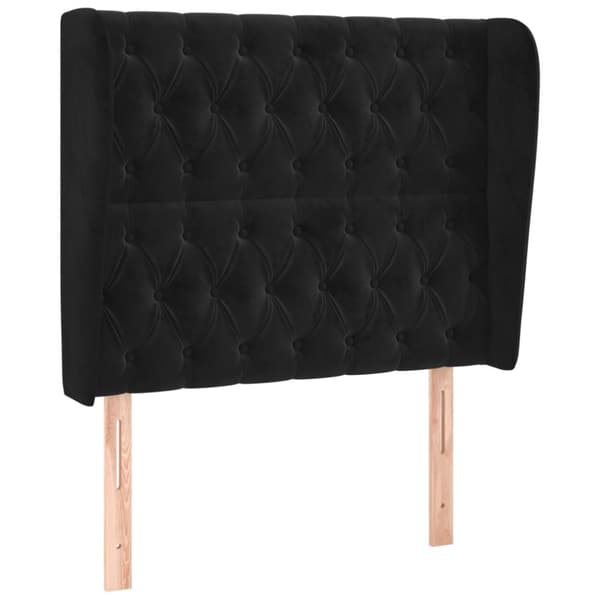 sengegavl med kanter 93x23x118/128 cm fløjl sort