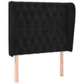 Miniatyrbillede 2 af 9: sengegavl med kanter 93x23x118/128 cm fløjl sort
