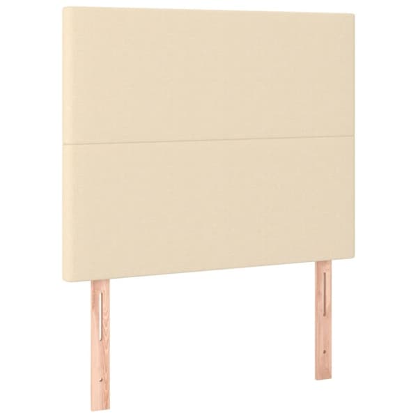 sengegavl med LED-lys 90x5x118/128 cm stof cremefarvet