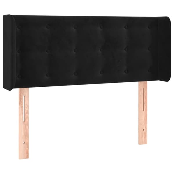 Sängyn pääty LED-valolla, musta, 93x16x78/88 cm, samettia