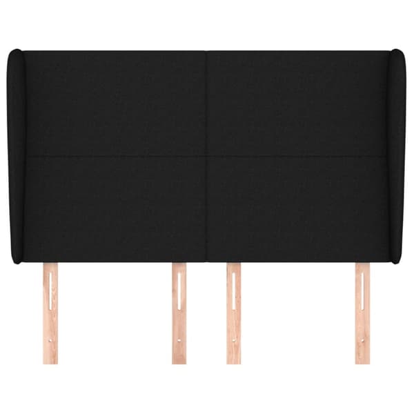sengegavl med kanter 147x23x118/128 cm stof sort