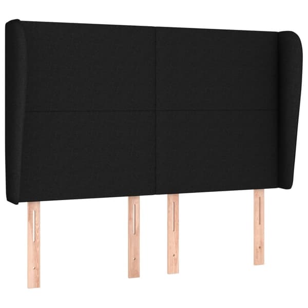 sengegavl med kanter 147x23x118/128 cm stof sort