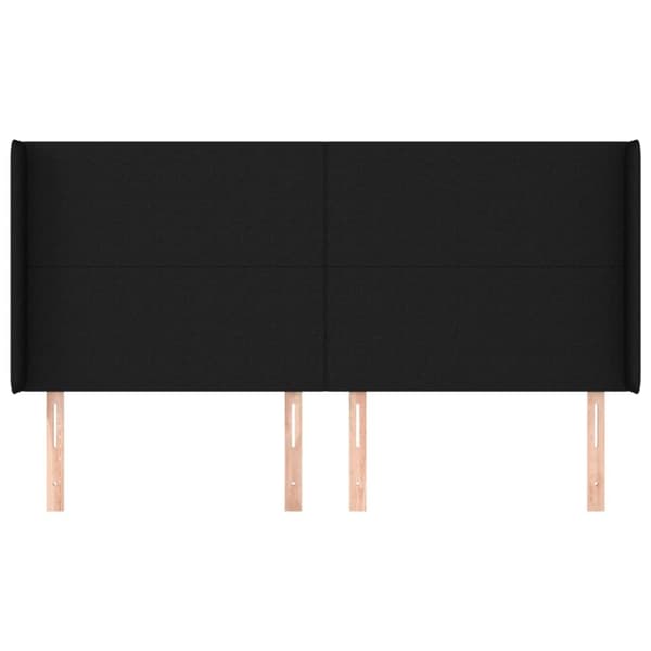 sengegavl med kanter 163x16x118/128 cm stof sort