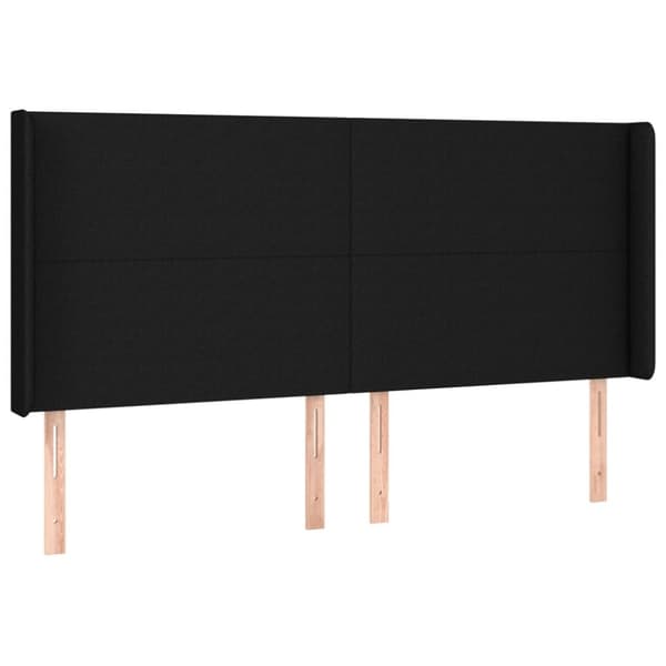 sengegavl med kanter 163x16x118/128 cm stof sort