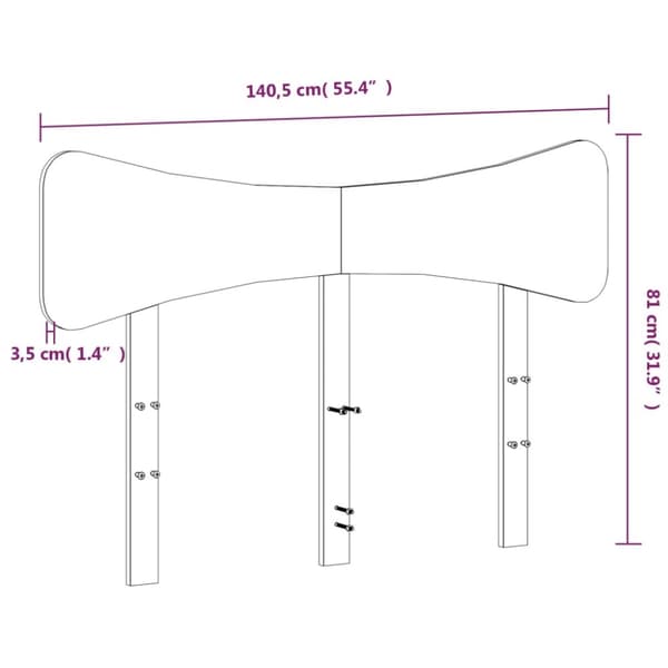 vidaXL Sängynpääty valkoinen 135 cm täysi mänty