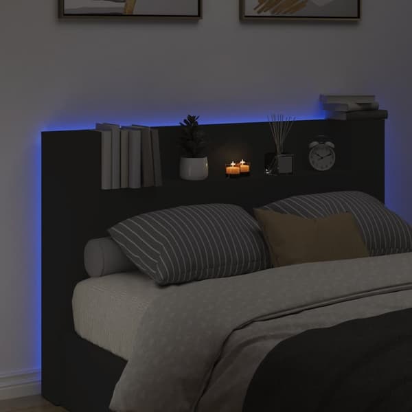vidaXL Hodegavl skap med LED svart 160x16,5x103,5 cm