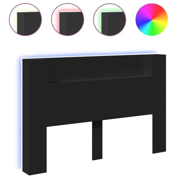 vidaXL Hodegavl skap med LED svart 160x16,5x103,5 cm