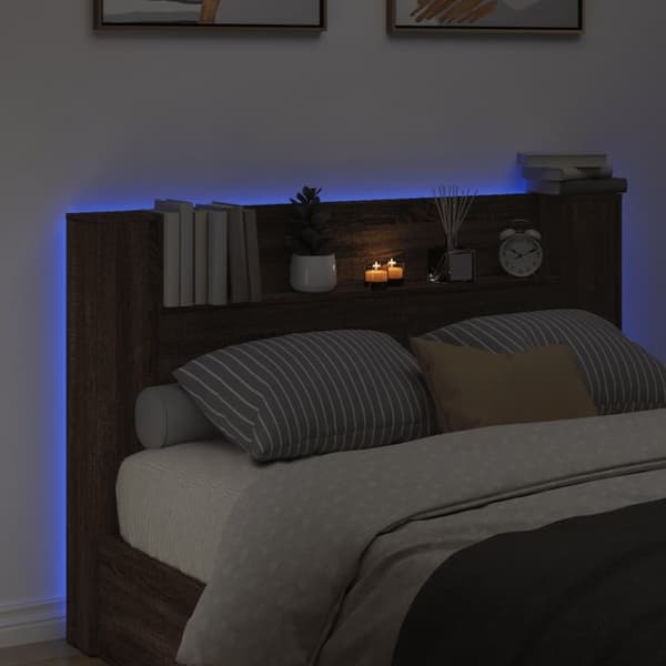 vidaXL Hodegavl skap med LED brun eik 160x16,5x103,5 cm