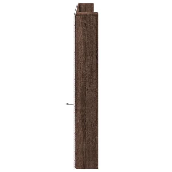 vidaXL sengegavl med opbevaring og LED-lys 220x16,5x103,5 cm brunt eg