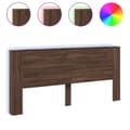 Miniatyrbillede 2 af 11: vidaXL sengegavl med opbevaring og LED-lys 220x16,5x103,5 cm brunt eg