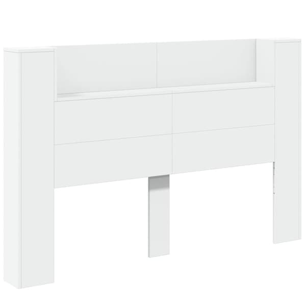 vidaXL Sängynpäätykaappi LED-valoilla valkoinen 160x16,5x103,5 cm
