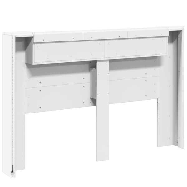 vidaXL Sängynpäätykaappi LED-valoilla valkoinen 160x16,5x103,5 cm