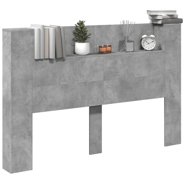 vidaXL Sängynpäätykaappi LED-valoilla betoninharmaa 160x16,5x103,5 cm