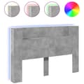 Pikkukuva 2 / 11: vidaXL Sängynpäätykaappi LED-valoilla betoninharmaa 160x16,5x103,5 cm