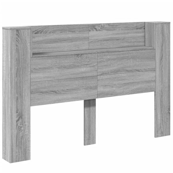 vidaXL Sängynpäätykaappi LED-valoilla harmaa Sonoma 160x16,5x103,5 cm