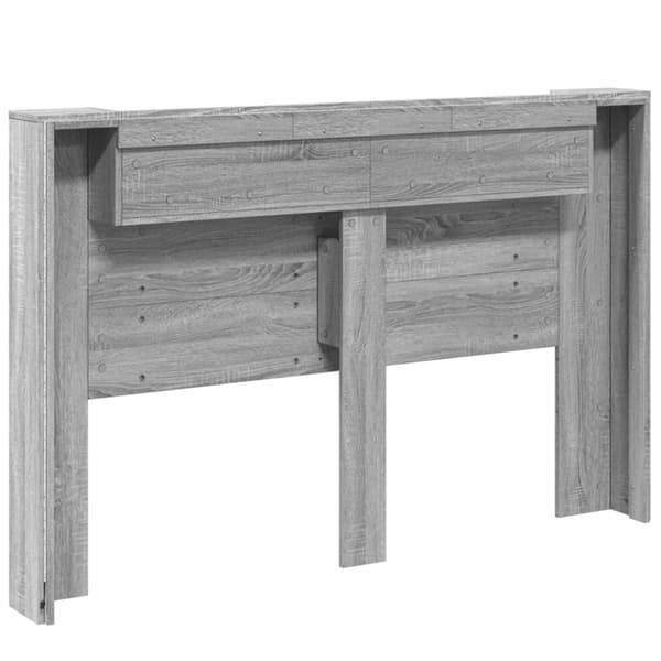 vidaXL Sängynpäätykaappi LED-valoilla harmaa Sonoma 160x16,5x103,5 cm