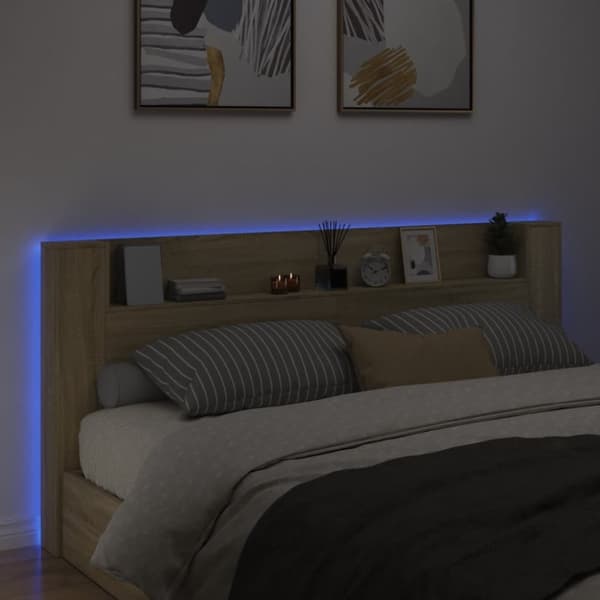 vidaXL Hodegavl skap med LED sonoma eik 220x16,5x103,5 cm