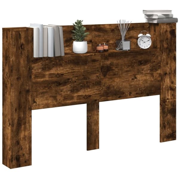 vidaXL Hodegavl skap med LED røkt eik 160x16,5x103,5 cm