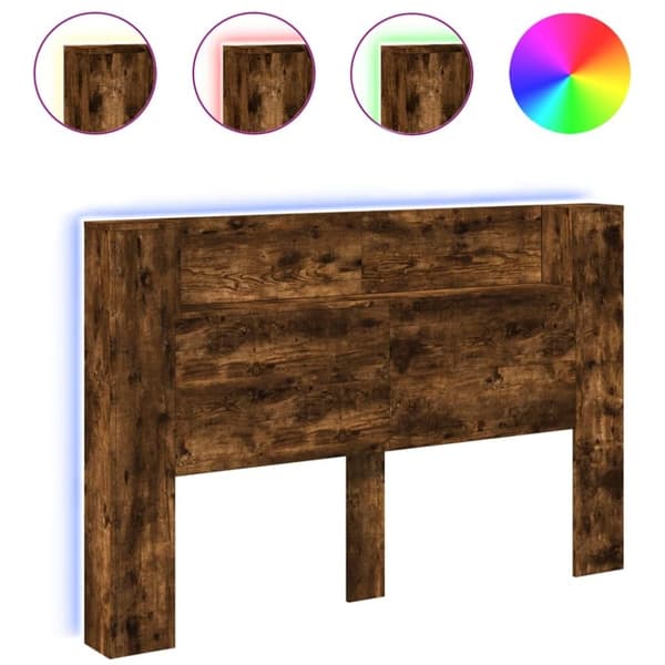 vidaXL Hodegavl skap med LED røkt eik 160x16,5x103,5 cm