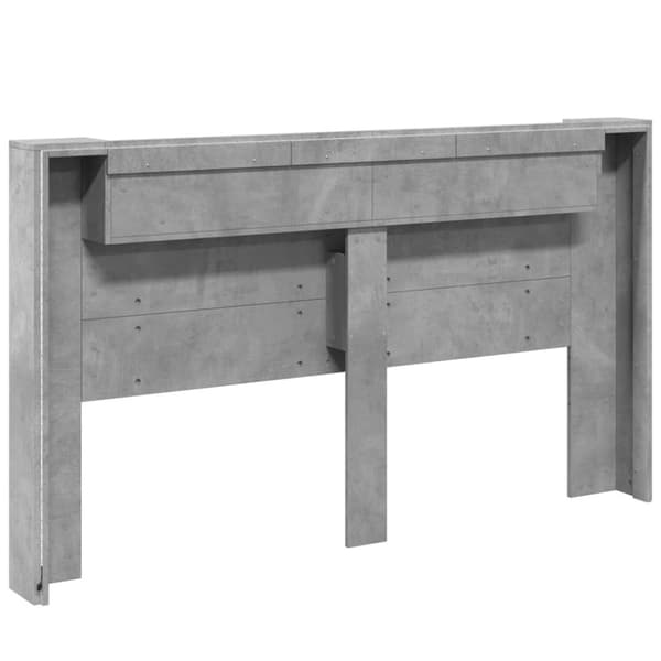 vidaXL sengegavl med opbevaring og LED-lys 180x16,5x103,5 cm betongrå