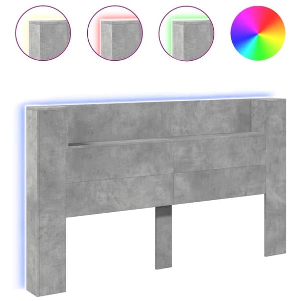 vidaXL Hodegavl skap med LED betonggrå 180x16,5x103,5 cm