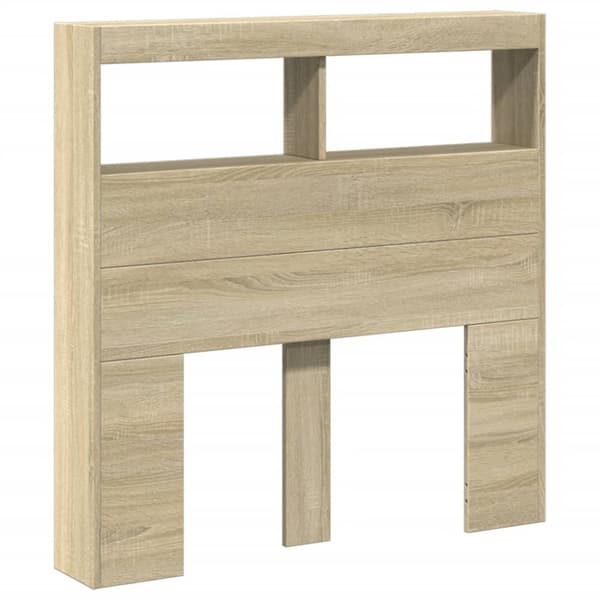 vidaXL Sängynpäätykaappi LED-valoilla Sonoma-tammi 100x17x102 cm